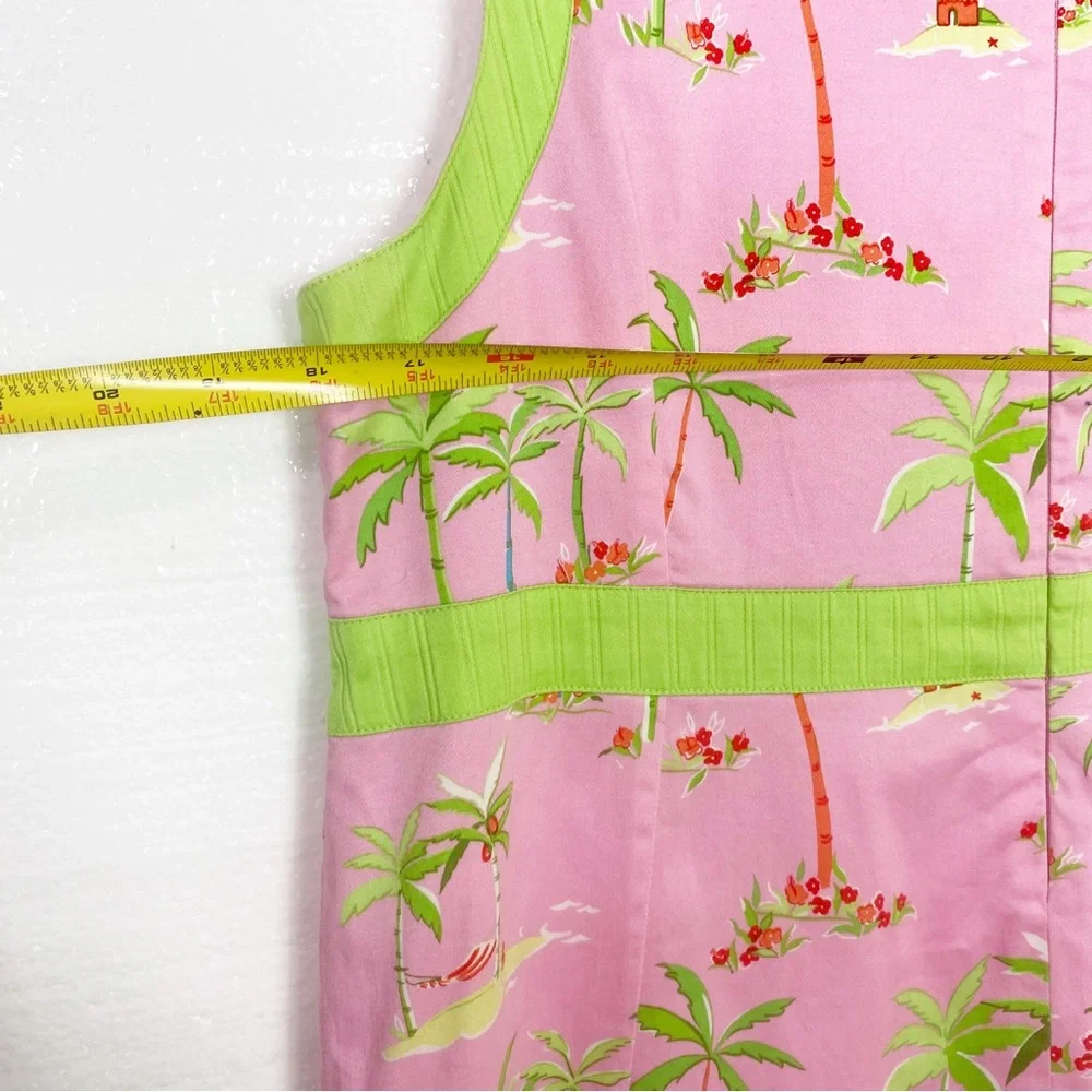 LaVie Boheme  Shift Dress Pink Tropical Palm Trees Sleeveless Size 8 - Picture 6 of 12